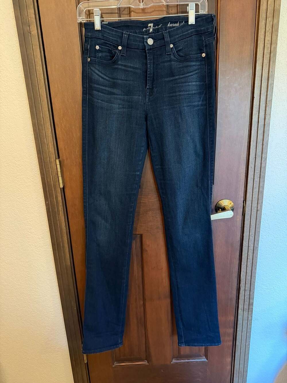 7 For All Mankind Karah Straight Leg Dark Wash Stretch Jeans Size 30